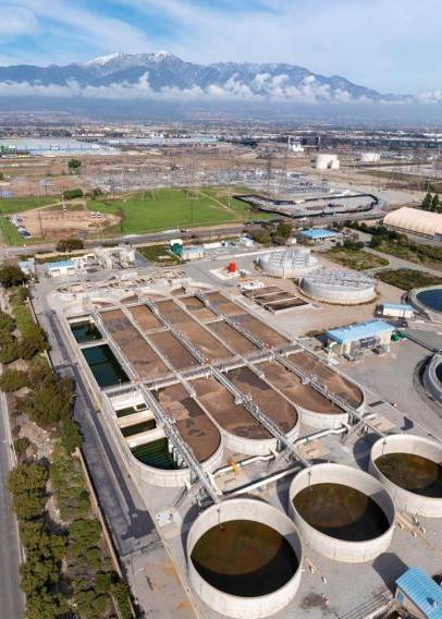 Aerial view of a water treatment facility 